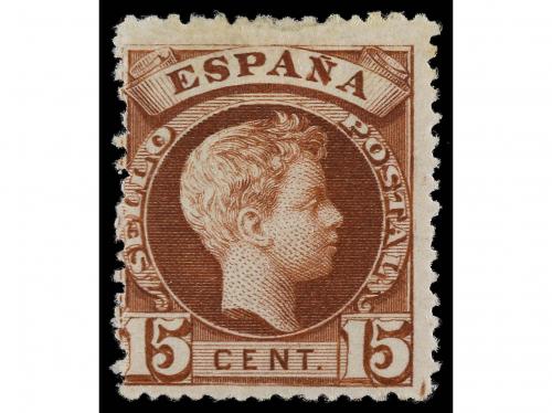 ESPAÑA. 1900-1. ENSAYOS de plancha. 15 cts. azul y 15 cts. c