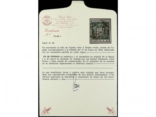 ° ESPAÑA. Ed. 26. 5 reales verde. PIEZA DE LUJO. Cat. 150&euro;. 