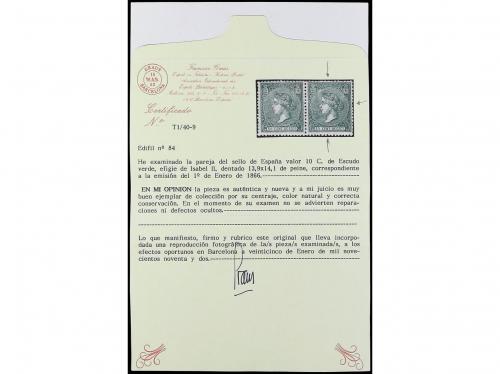 * ESPAÑA. Ed. 84. 10 cents. verde. MAGNÍFICO EJEMPLAR. Cert.