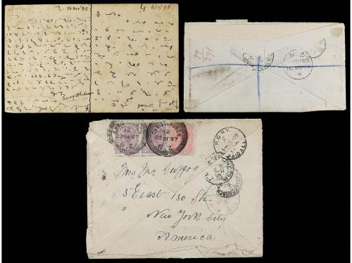 ✉ NUEVA ZELANDA. 1879-97. Lot of 3 covers, incoming and red