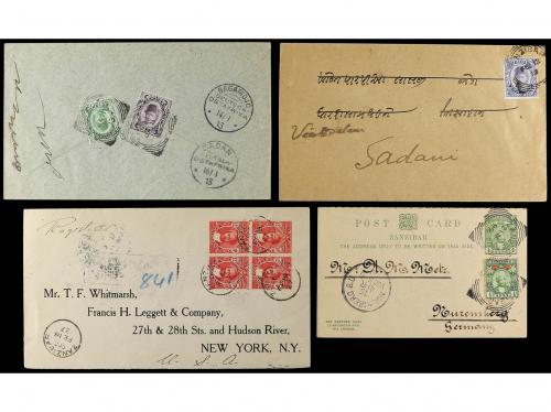 ✉ ZANZIBAR. 1913-50. 13 covers, diverse frankings. 