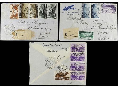 ✉ ETIOPIA. 1936-38. 7 covers, diverse frankings. 