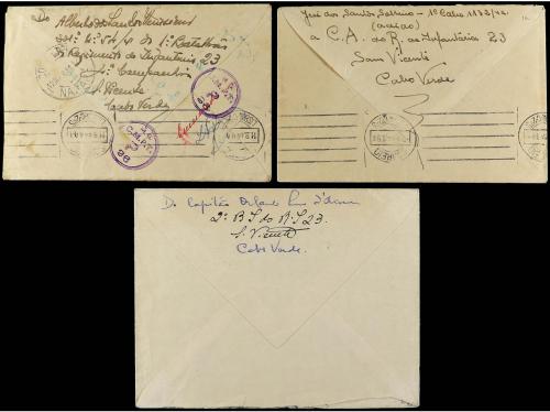 ✉ CABO VERDE. 1944. 3 covers with military marks. 