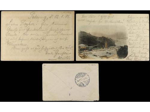 ✉ CHINA. 1901. Lot of 3 covers and cards. GERMAN OCCUPATION.