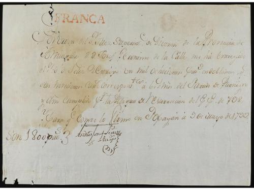COLOMBIA. 1795-99. TWO receipts of franking. 