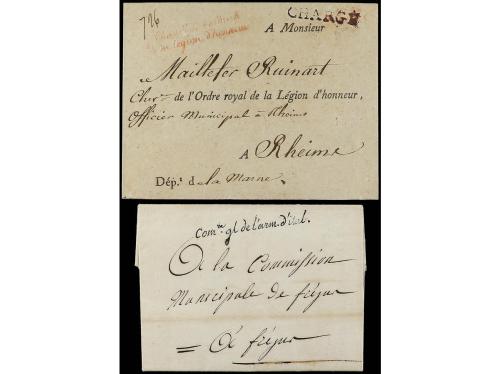 ✉ FRANCIA. 1734-1830. 5 covers with ARMY marks.