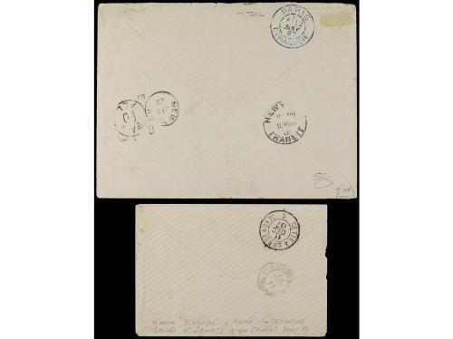 ✉ SEYCHELLES. 1886-87. 2 covers by french maritime mail. 