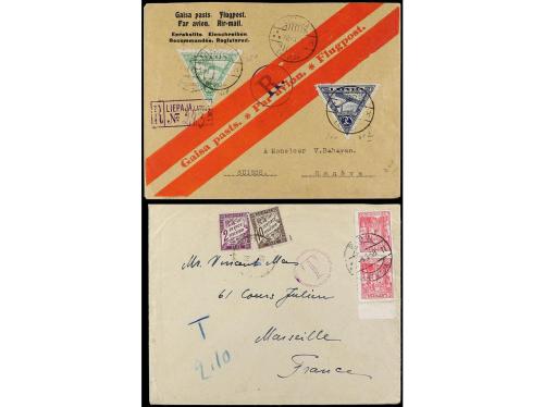 ✉ LETONIA. 1919-50. 5 covers, one with South Africa postage 