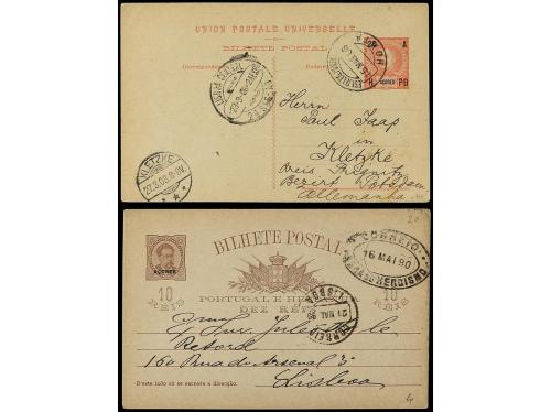 ✉ PORTUGAL. 1884-1890. AZORES. 9 cards used to Portugal, Hol