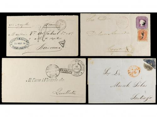 ✉ CHILE. 1850-90. Lot of 8 covers.