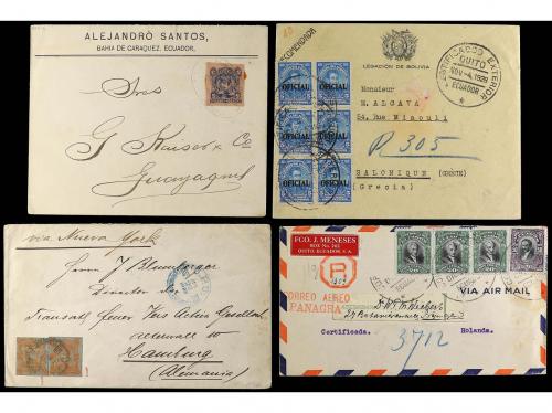 ✉ ECUADOR. 1890-1930. Lot of 15 covers and cards with diver