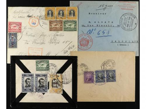 ✉ ECUADOR. 1890-1930. Lot of 15 covers and cards with diver