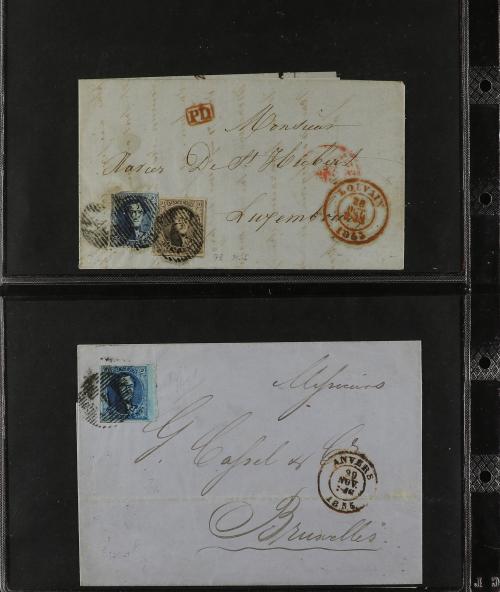 ✉ BELGICA. 1851-65. Lot of 14 covers. 
