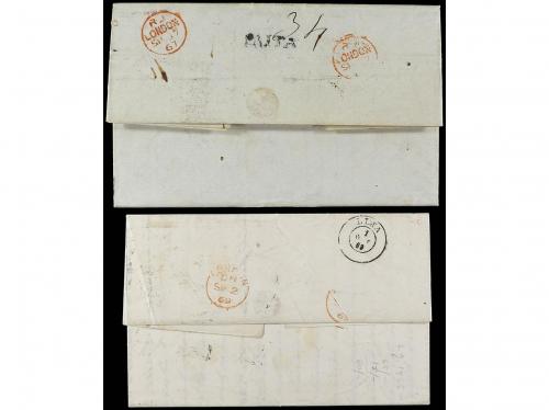 ✉ GRAN BRETAÑA. 1867-69. 2 covers to PERU. 