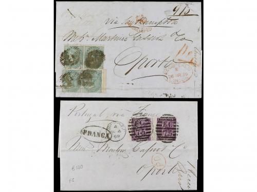 ✉ GRAN BRETAÑA. 1869-71. 5 covers to PORTUGAL, one regitere