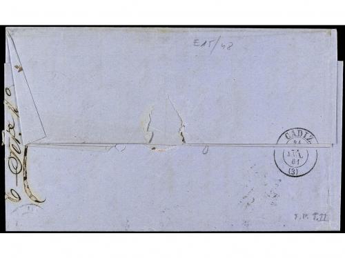 ✉ CUBA. Ant. 8F (2). 1861. HABANA a CÁDIZ. 1 real verde (2)