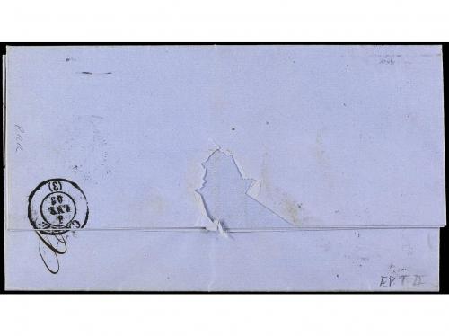 ✉ CUBA. Ant. 7F. 1862. HABANA a CÁDIZ. 1/2 real azul, parej