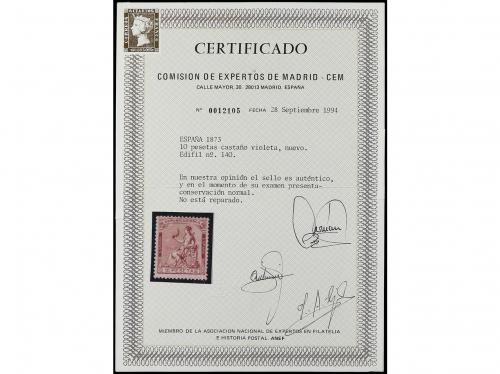 * ESPAÑA. Ed. 140. 10 pesetas castaño violeta. Muy bien cent