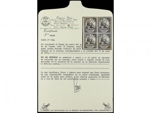 (*) ESPAÑA. Ed. 152p. 10 pesetas negro, PAPEL CARTÓN, bloque