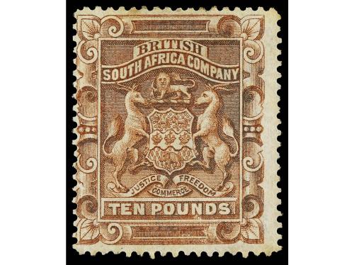 (*) RHODESIA. Sg. 12/3. 1892. 5 £ and 10 £. No gum, probably