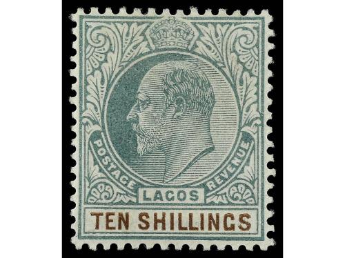 * LAGOS. Sg. 52/3. 1904. (NIGER). 5 s. green and blue and 10