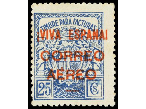 * ESPAÑA. Ed. 57 var. 25 c. azul "facturas", variedad primer