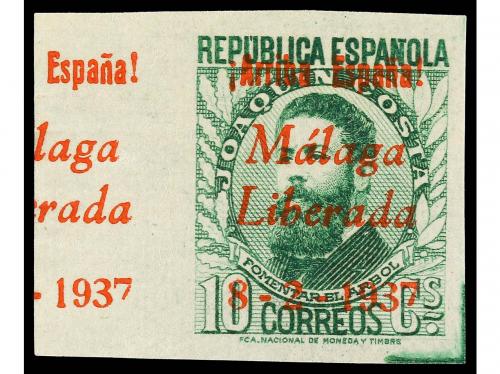 ESPAÑA E. LOCALES PATRIOTICAS: MALAGA. CONJUNTO de sellos y 