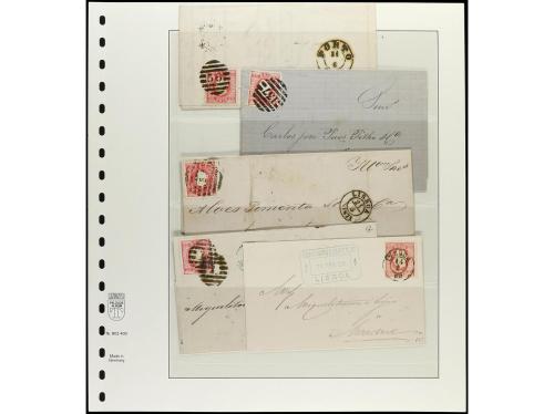 ✉ PORTUGAL. 1853-70. Conjunto de 36 cartas, diversos franque