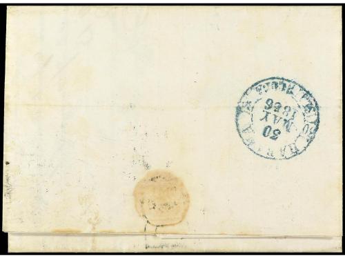 ✉ CUBA. Ant. 1. 1856. GUARA a HABANA. 1/2 real azul, mat. cr