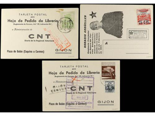✉ ESPAÑA: ASTURIAS Y LEON. Ed. 1, 2, 5. 1937. CONJUNTO de 5 