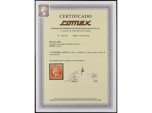 (*) ESPAÑA. Ed. 12. 6 cuartos rosa. MAGNÍFICO EJEMPLAR. Cert