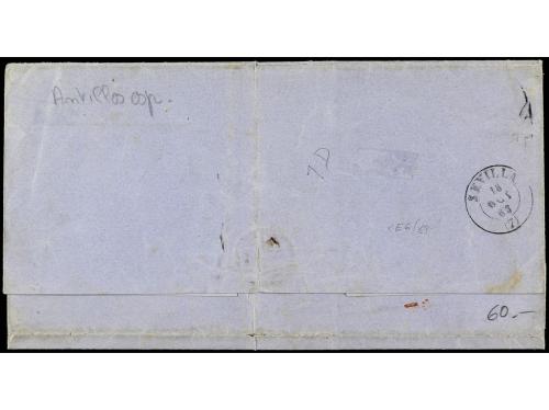 ✉ CUBA. Ant. 9. 1863. HABANA a SEVILLA, con marca del encami
