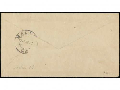 ✉ MARRUECOS. 1894. MELILLA a COÍN. Circulada con sello de Fr