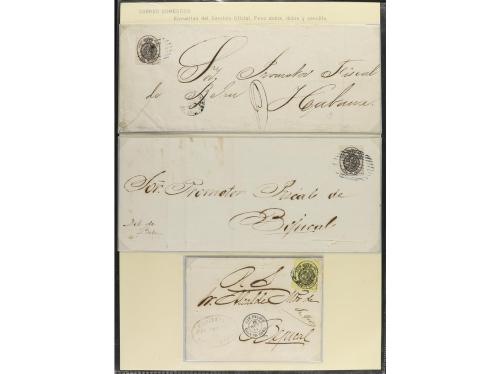 ✉ CUBA. 1858-65. CORREO OFICIAL. Cuatro cartas con sellos de