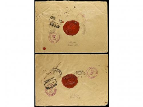 ✉ ESPAÑA. 1936. Dos cartas certificadas, preciosos franqueos
