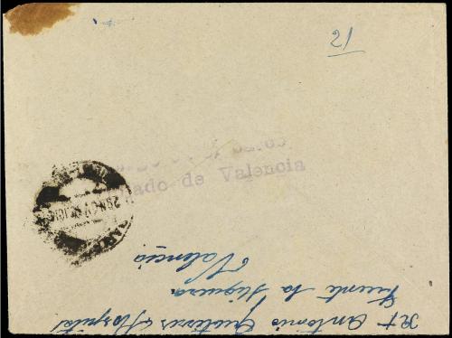 ✉ ESPAÑA GUERRA CIVIL. 1938. CORREO RECUPERADO. Sobre de VAL