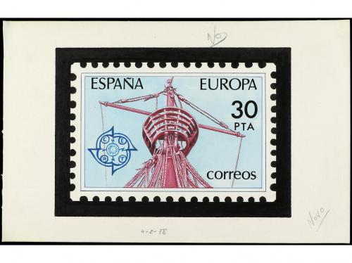 ESPAÑA. 1978. PROYECTOS ORIGINALES de unos sellos de 12 pts.