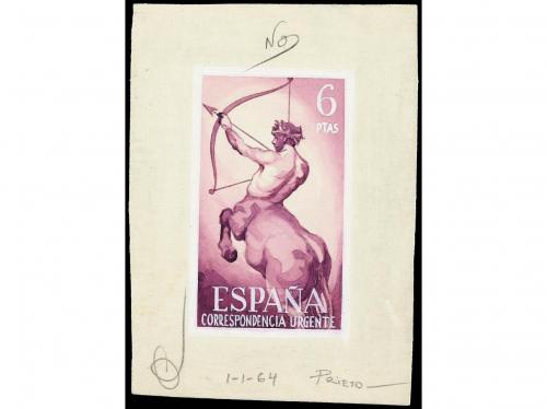ESPAÑA. 1964-70. PROYECTOS ORIGINALES de unos sellos de 6 pt