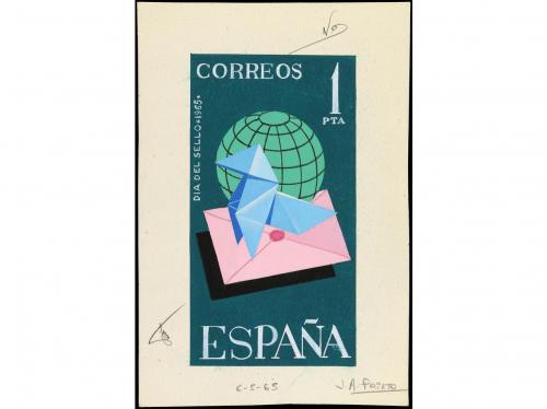 ESPAÑA. 1965. PROYECTOS ORIGINALES de un sello de 1 pta. par