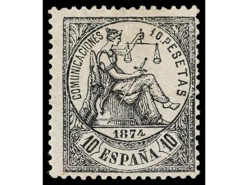 * ESPAÑA. Ed. 152. 10 pesetas negro. Leve pliegue diagonal. 