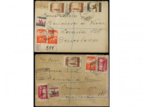 ✉ MARRUECOS. 1944-46. ARCILA a BARCELONA. 5 cartas certifica