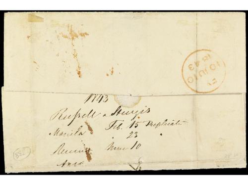 ✉ FILIPINAS. 1843. MANILA a LONDRES. Envuelta de carta, marc