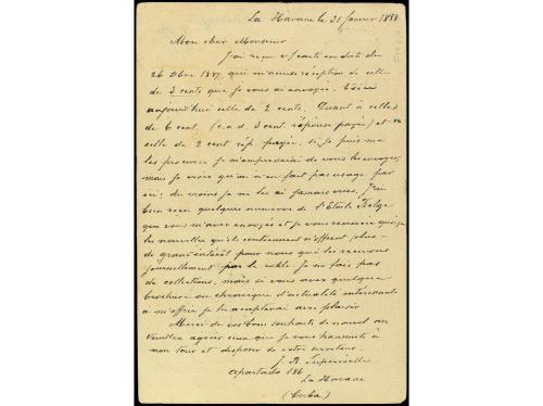 ✉ CUBA. Ed. 15. 1888. HABANA a BÉLGICA. 2 ctvos. verde con f
