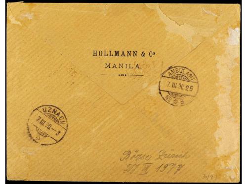 ✉ FILIPINAS. Ed. 57, 60, 72. 1890. MANILA a SUIZA. 1 ctvo. v