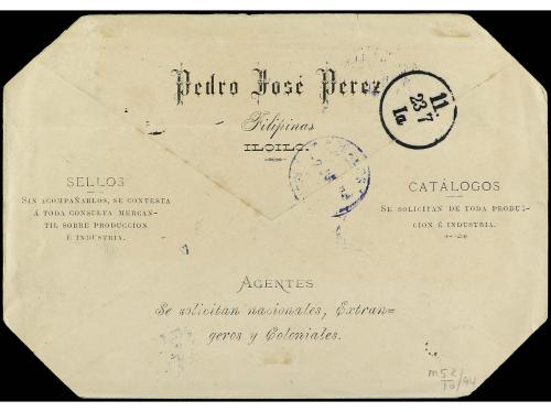 ✉ FILIPINAS. Ed. 70. 1888. ILO-ILO a ALEMANIA. Impreso con l