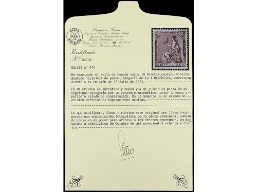 (*) ESPAÑA. Ed. 140. 10 pesetas castaño violeta. Centrado pe