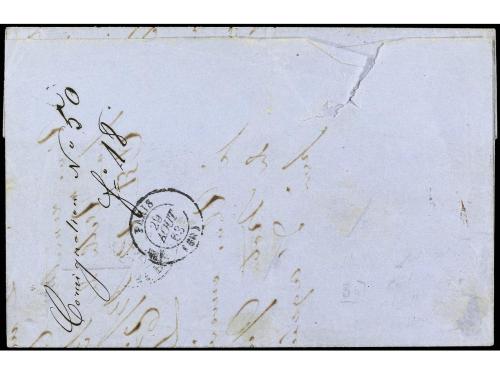 ✉ MARTINICA. 1863. S. PIERRE a FRANCIA. Circulada con sellos