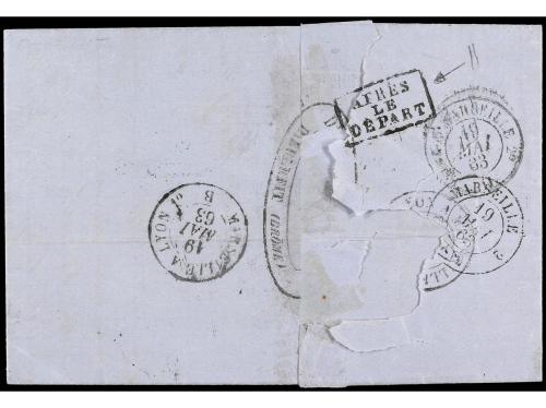 ✉ FRANCIA. 1863. DIEULEFIT a SHANGHAI (Chine). 80 cts. carmí