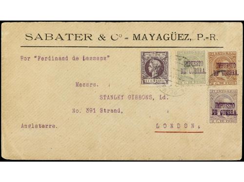 ✉ PUERTO RICO. Ed. 135 + IG 2, 3, 4. 1898. MAYAGUEZ a LONDRE