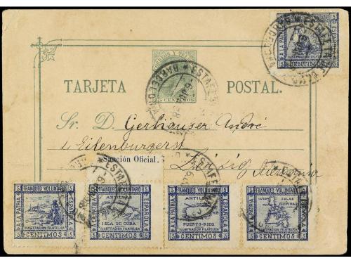 ✉ ESPAÑA: VIÑETAS. 1898. Entero Postal de 15 cts. verde circ